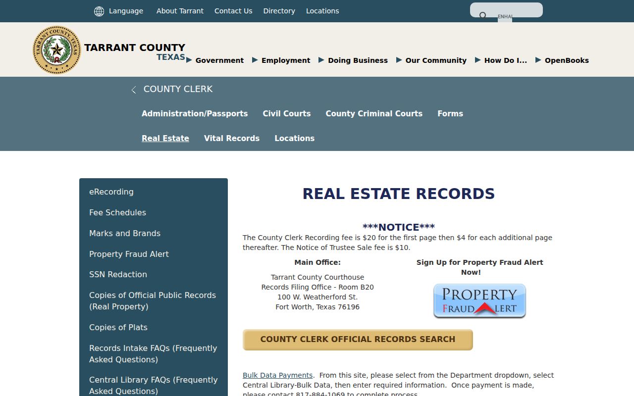 Southlake street directory Tarrant real estate records search controls