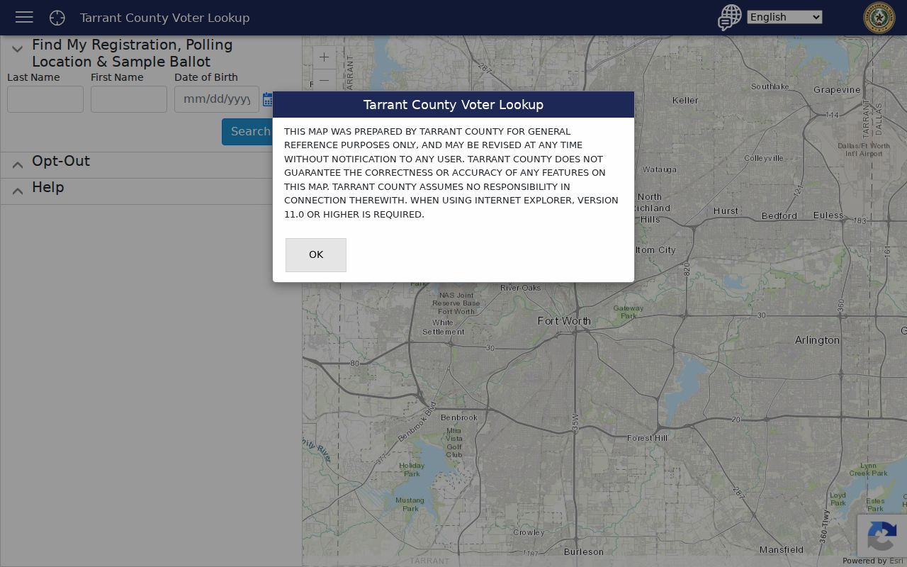 Southlake ZIP code directory Tarrant voter lookup search fields