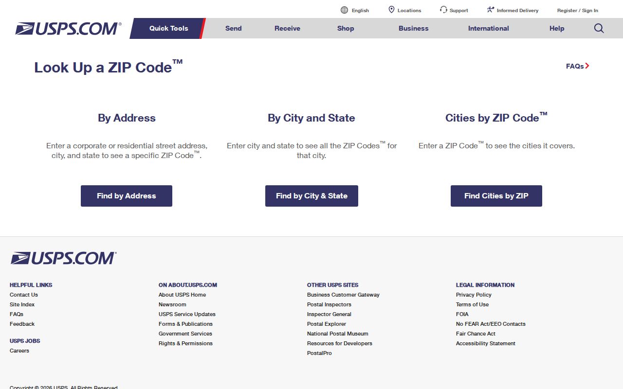 Southlake ZIP code directory USPS address lookup screen